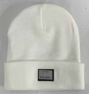 White Stars Hockey Gray Patch Beanie