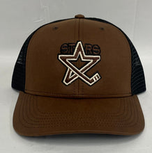 Load image into Gallery viewer, Brown Oil Cloth/Black Mesh Adjustable Hat
