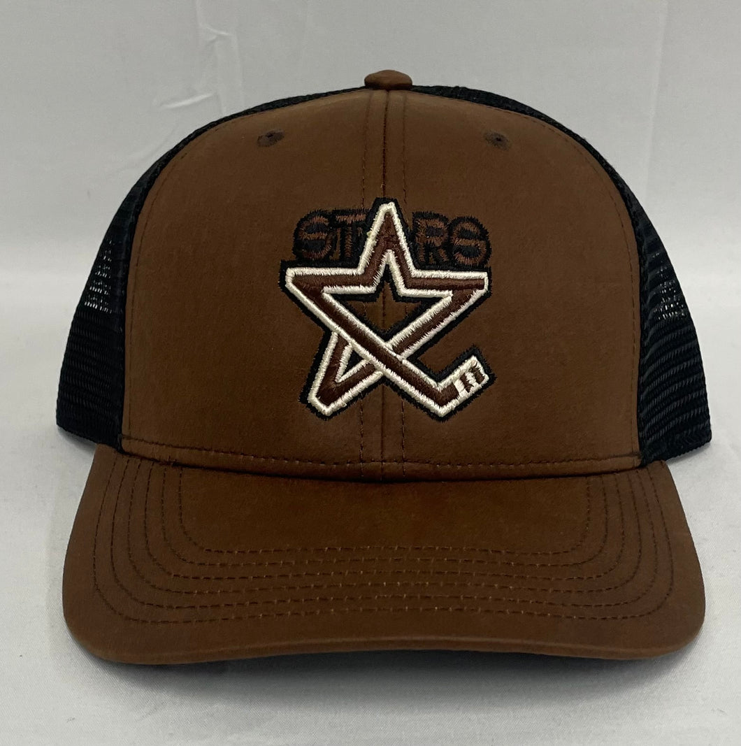 Brown Oil Cloth/Black Mesh Adjustable Hat