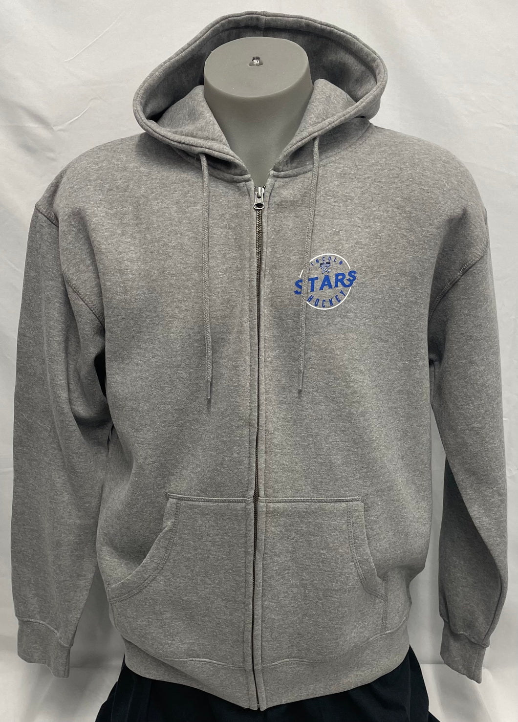 Gray Lincoln Stars Circle Left Chest+Back Full Zip Hoodie