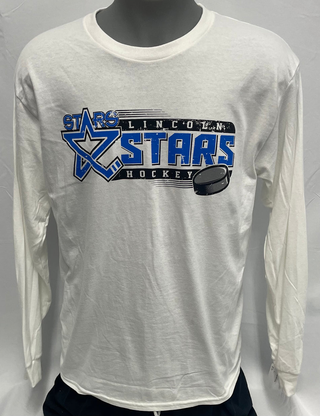 White Lincoln Stars Hockey+Puck Long Sleeve T-shirt