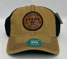 Load image into Gallery viewer, Wheatfield/Black Mesh Lincoln Stars Hockey Leather Patch Hat
