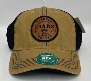 Wheatfield/Black Mesh Lincoln Stars Hockey Leather Patch Hat