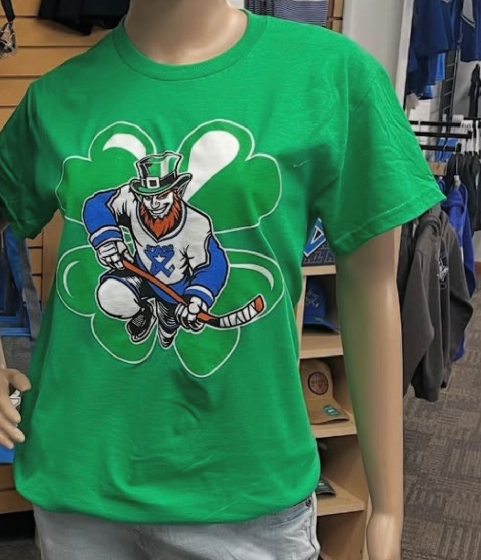 Green Clover and Leprechaun Design T-shirt