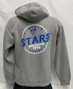 Gray Lincoln Stars Circle Left Chest+Back Full Zip Hoodie