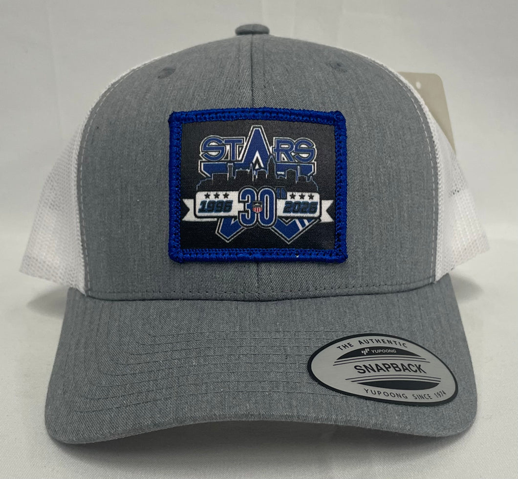 Heather Gray/White Mesh 30th Anniversary Logo Patch Adjustable Hat