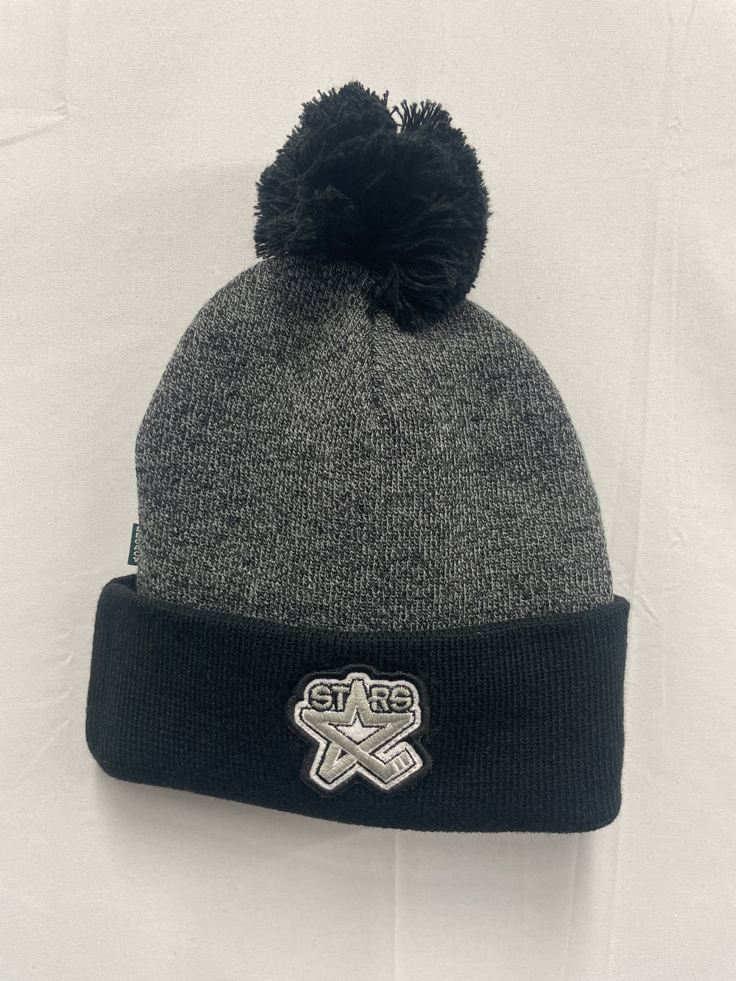 Black and Gray Marled Stars Logo Pom Beanie