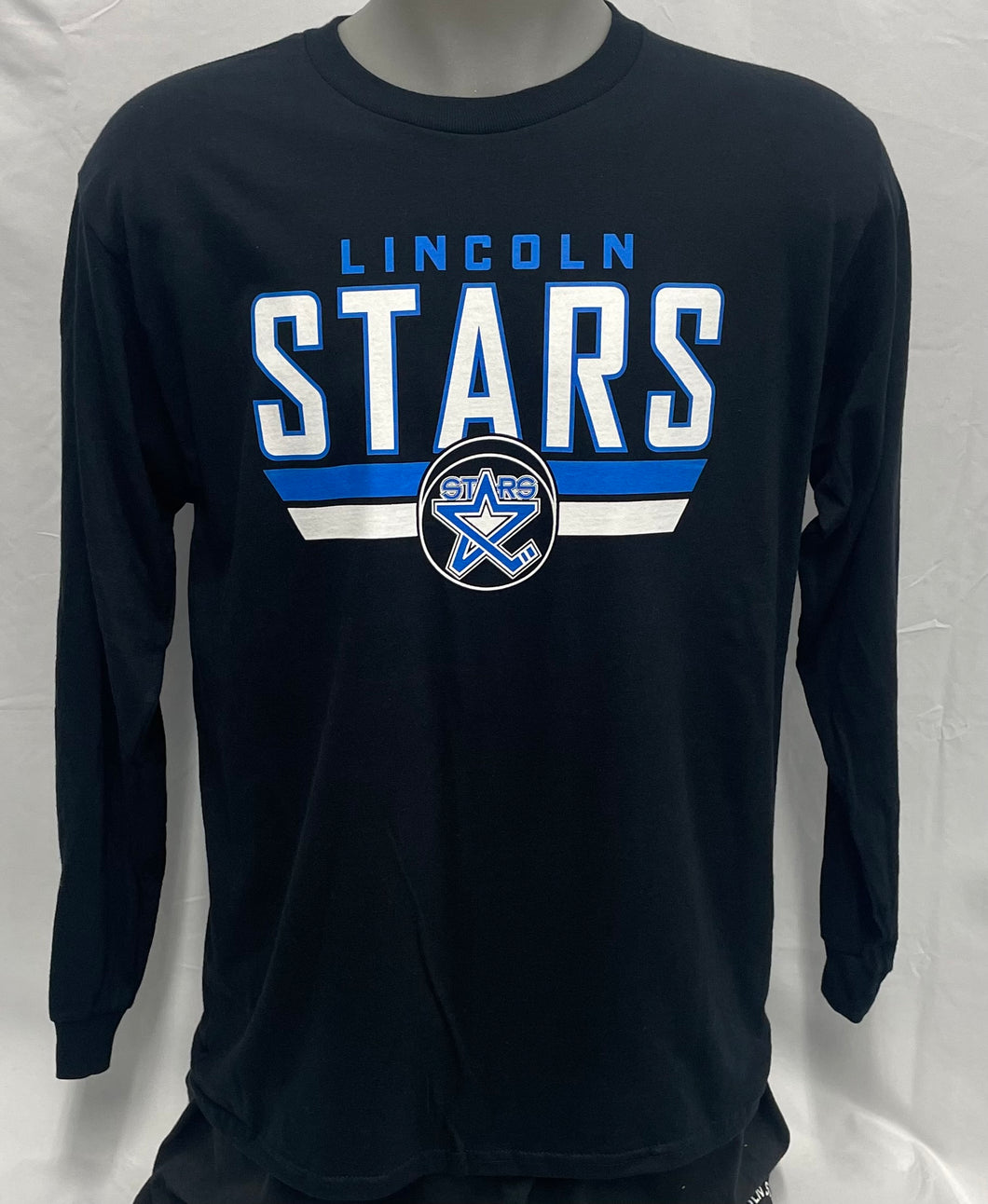 Black Lincoln Stars+Logo Puck Long Sleeve T-shirt
