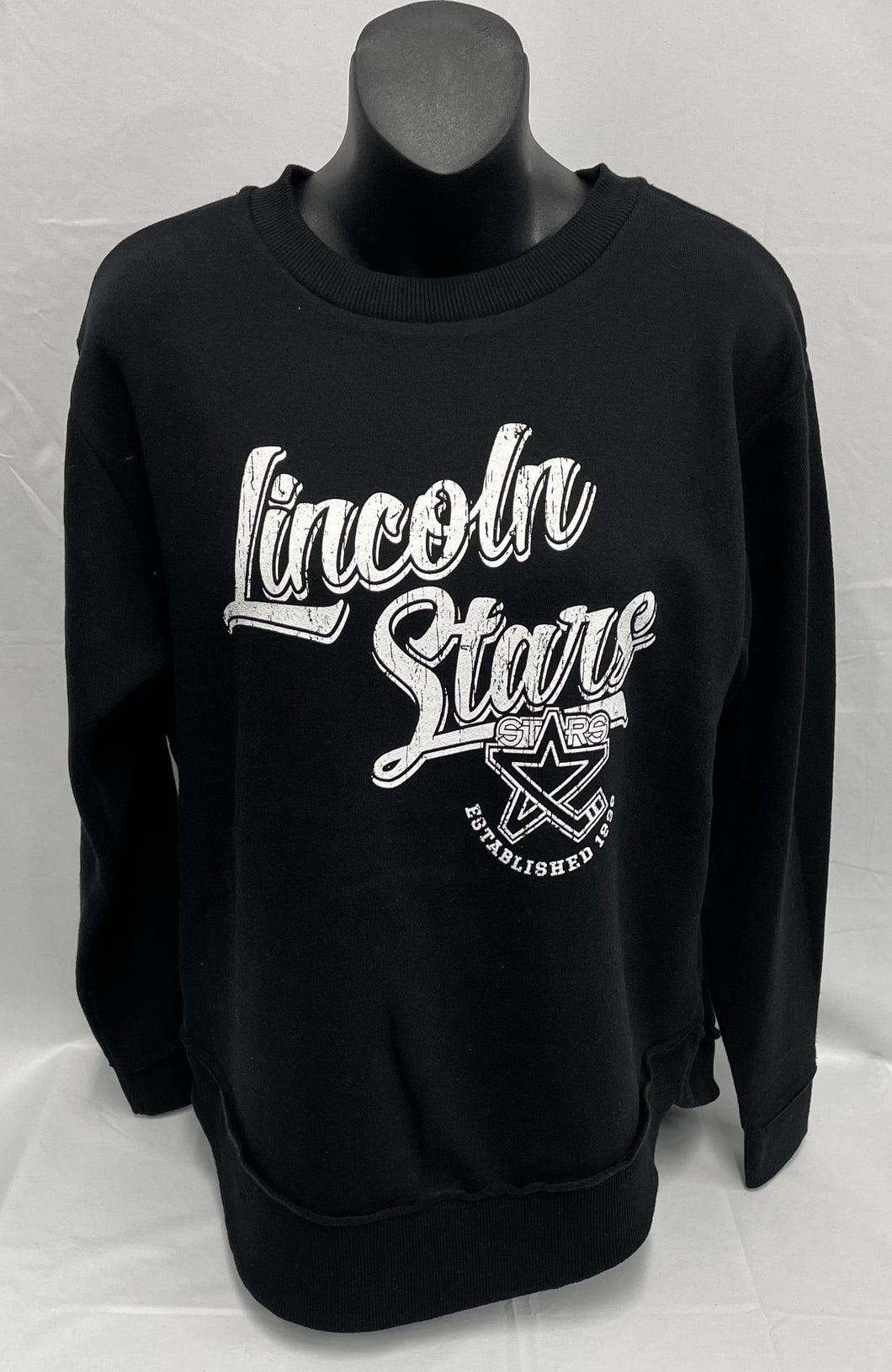 Women's Black Lincoln Stars, Logo Est 1996 Crewneck