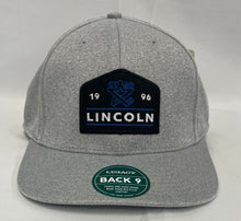 Load image into Gallery viewer, Heather Gray Lincoln Stars Black Patch Adjustable Hat
