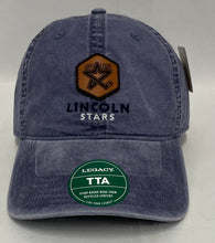 Load image into Gallery viewer, Slate Blue Lincoln Star Leather Patch Adjustable Hat
