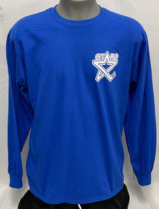 Blue Left Chest Logo, Lincoln Stars Vertical Back Logo Sleeve T-shirt