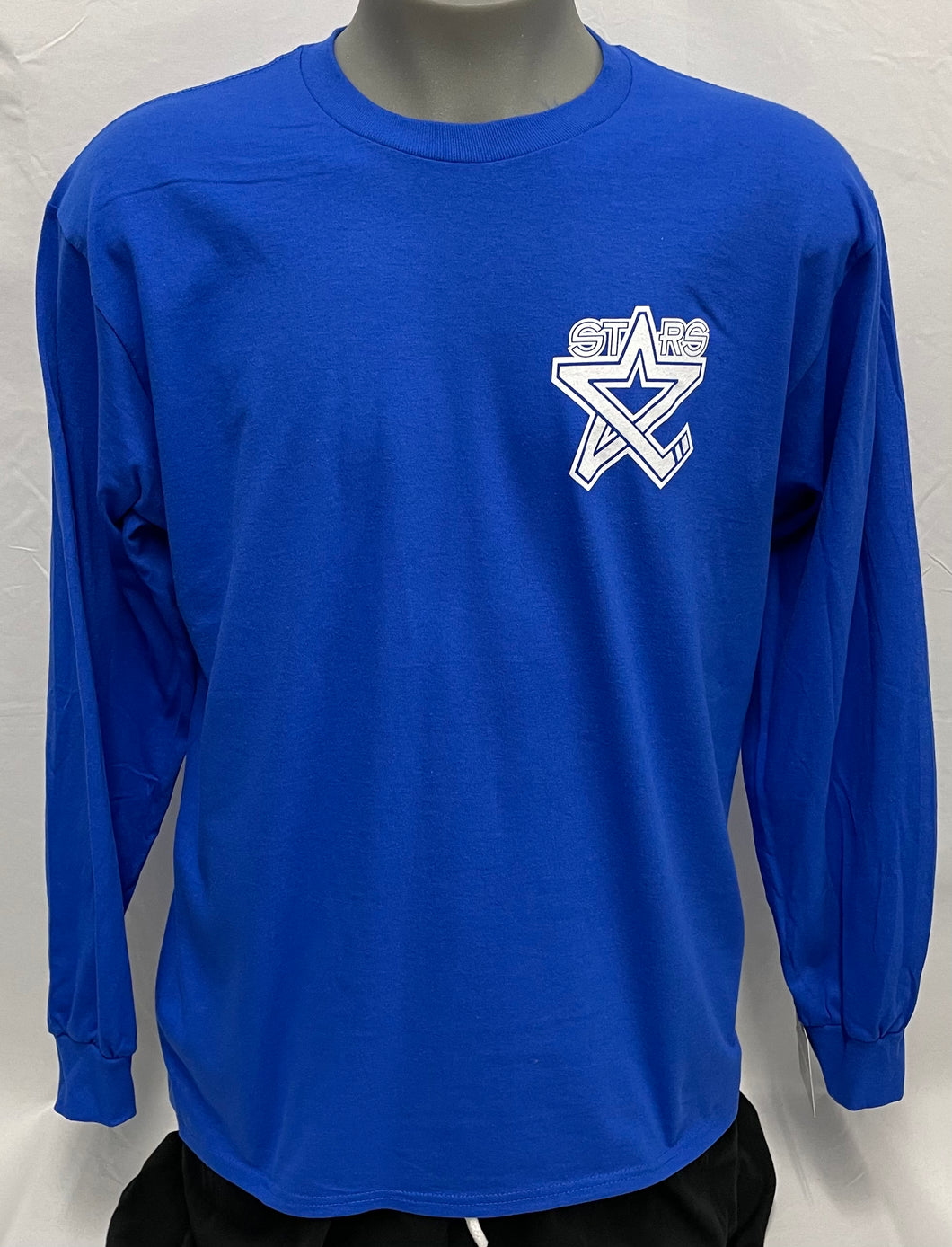 Blue Left Chest Logo, Lincoln Stars Vertical Back Logo Sleeve T-shirt