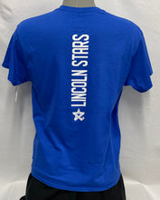 Load image into Gallery viewer, Blue Left Chest Logo, Lincoln Stars Vertical Back T-shirt
