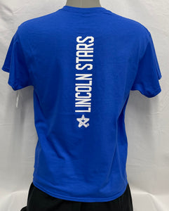 Blue Left Chest Logo, Lincoln Stars Vertical Back T-shirt