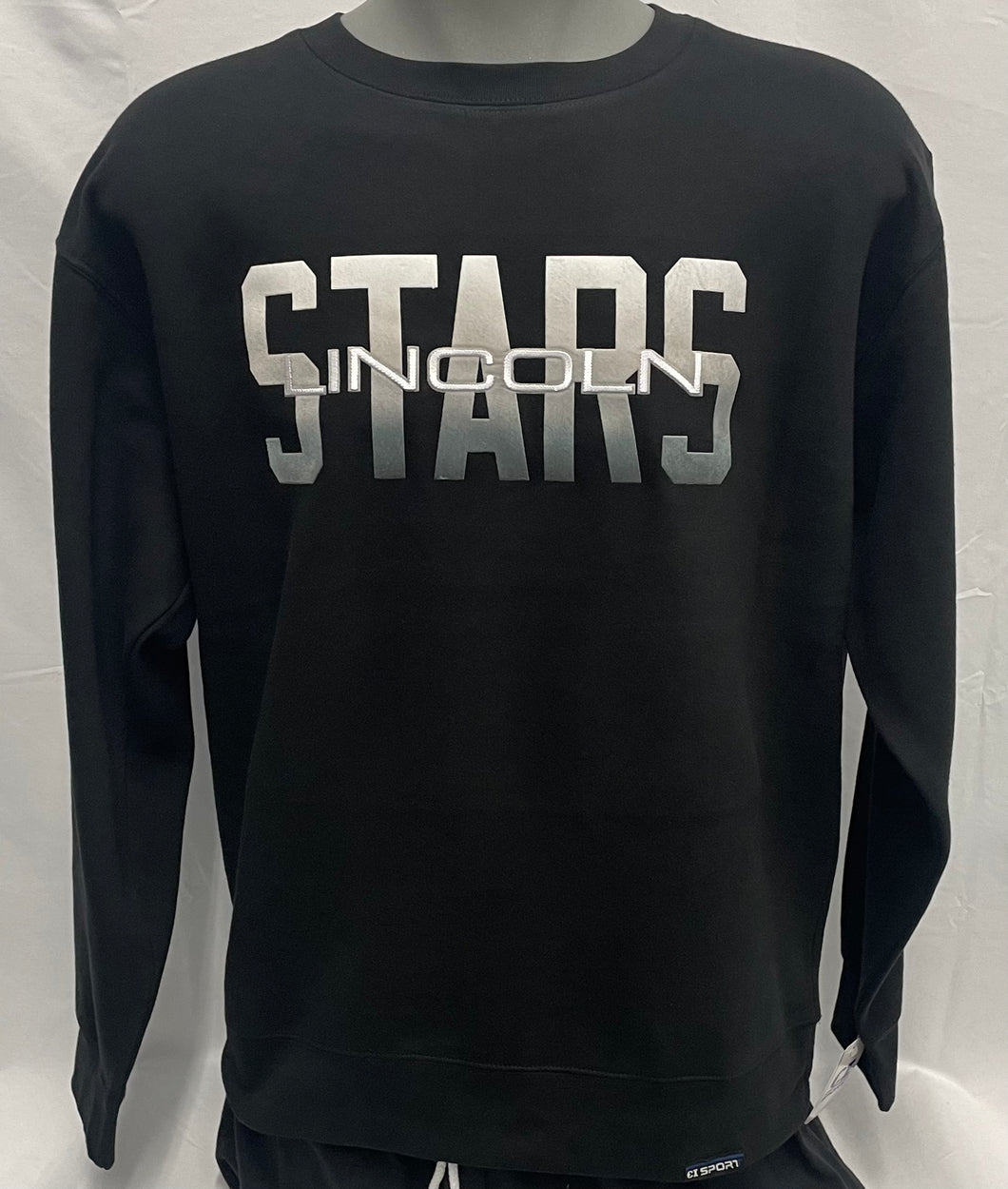 Black Lincoln Stars Felt Design Crewneck