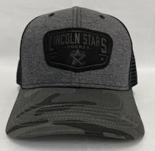 Load image into Gallery viewer, Gray and Camo/Black Mesh Patch Adjustable Hat
