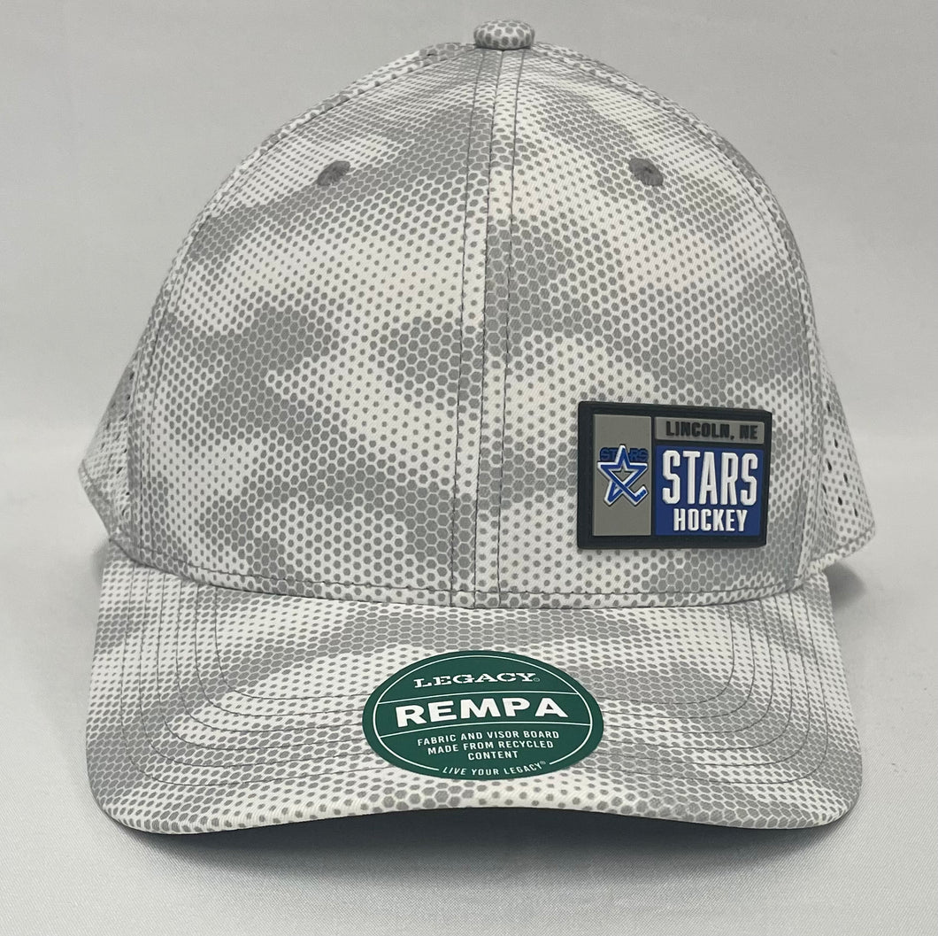 White and Gray Camo Off Set Patch Adjustable Hat