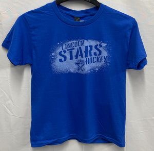 Youth Blue Lincoln Stars Hockey Ink Blotch T-shirt