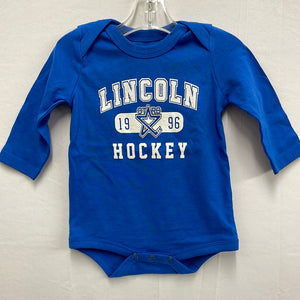 Infant Blue Lincoln Hockey Long Sleeve Onesie