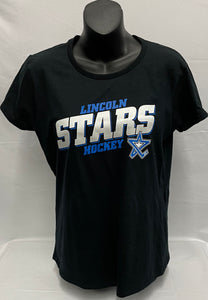 Women's Black Lincoln Stars Hockey Tee