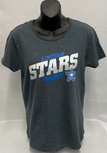 Women's Charcoal Lincoln Stars Hockey Tee