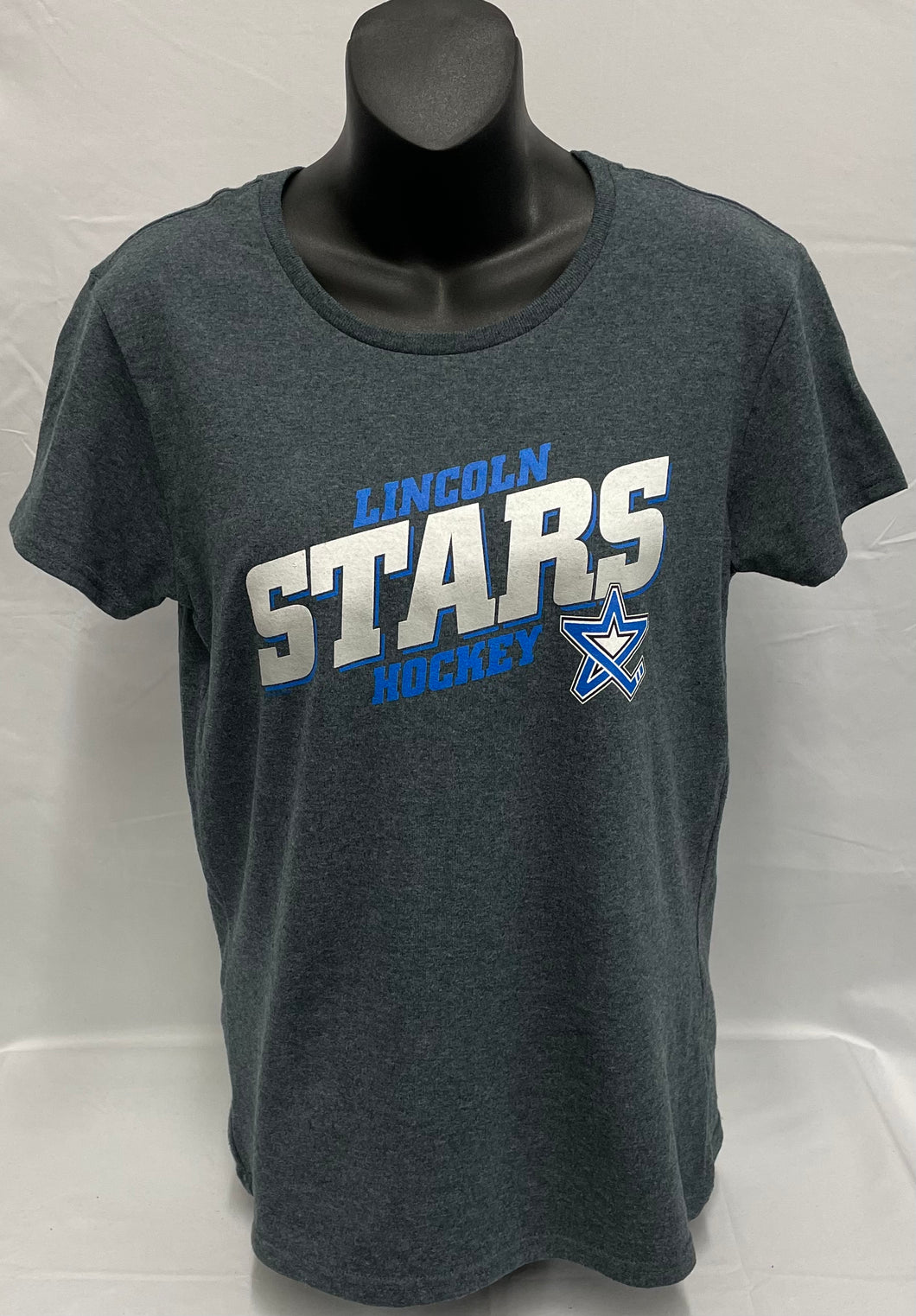Women's Charcoal Lincoln Stars Hockey Tee