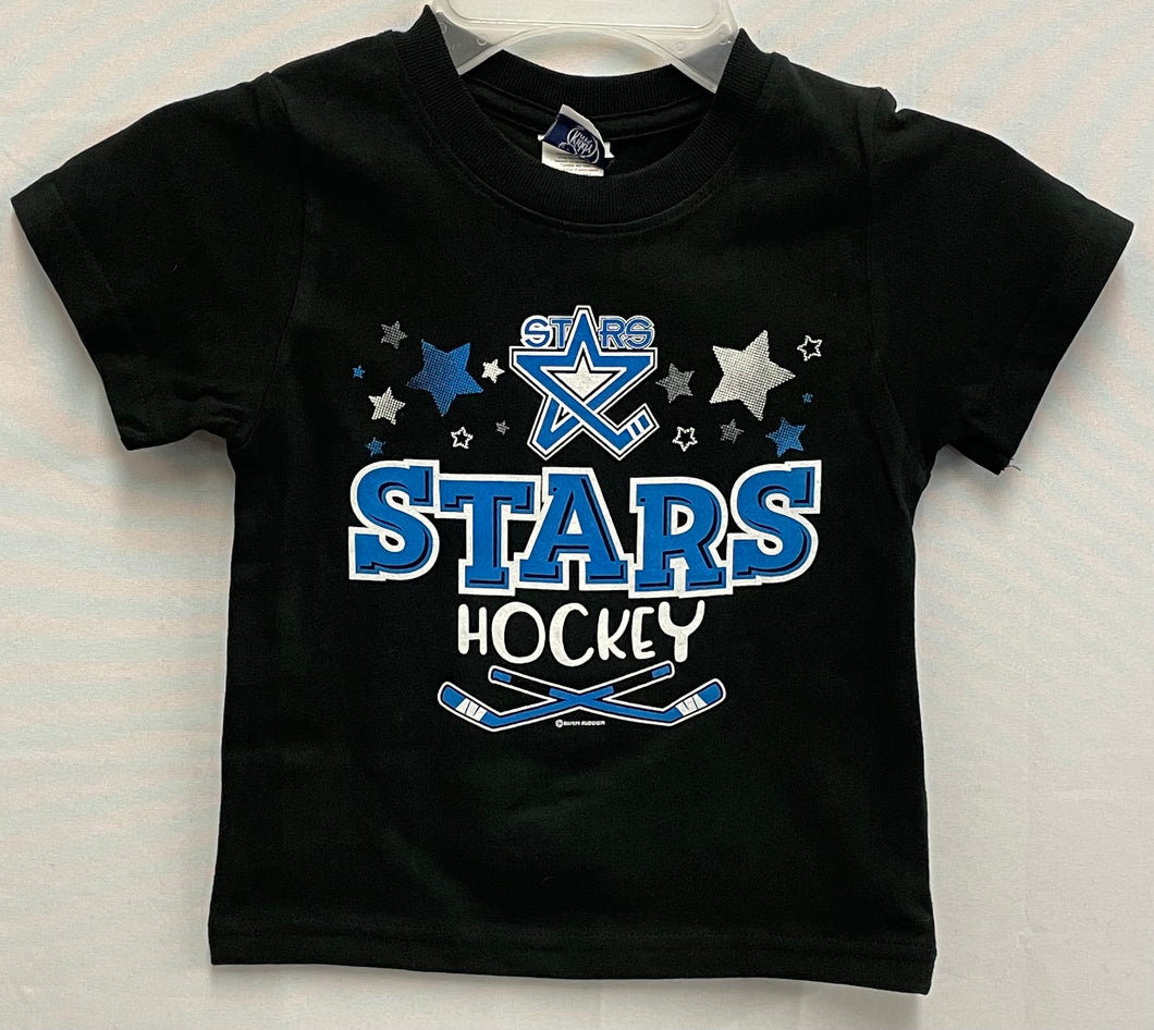 Toddler Black Stars Hockey Sticks Tee